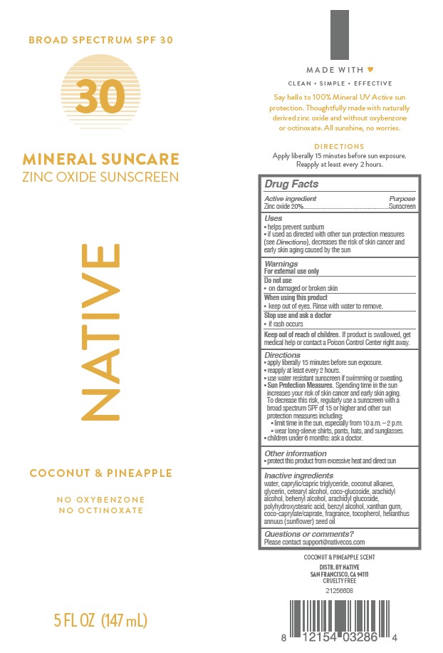 Pill image for Native Mineral Suncare Broad Spectrum Spf 30 Coconut And Pineapple