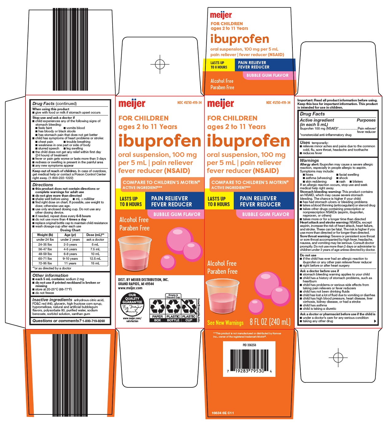 Pill image for meijer distribution, inc. children’s ibuprofen drug facts