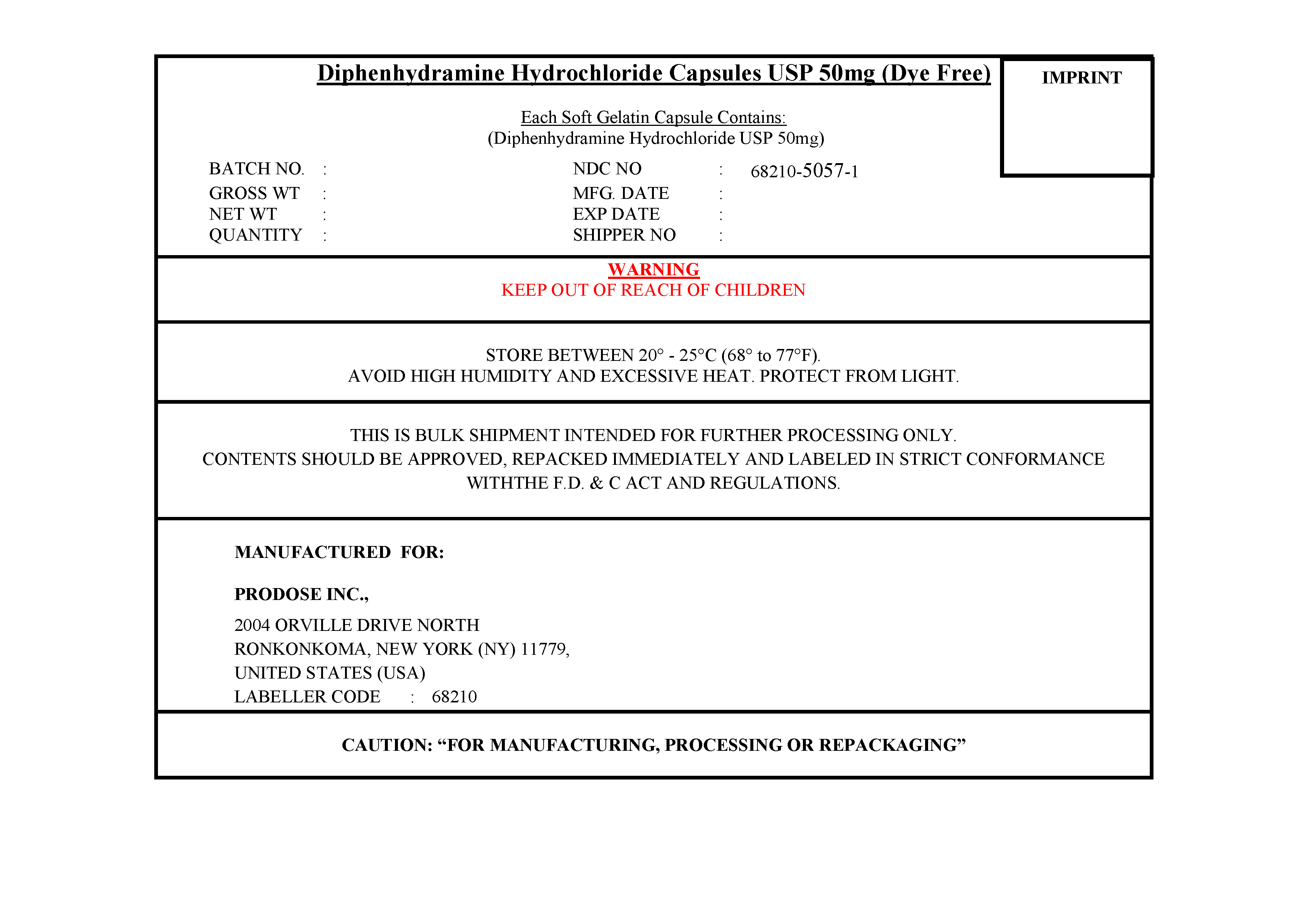 Pill image for Diphenhydramine Hydrochloride Capsules Usp 50 Mg (dye-free)