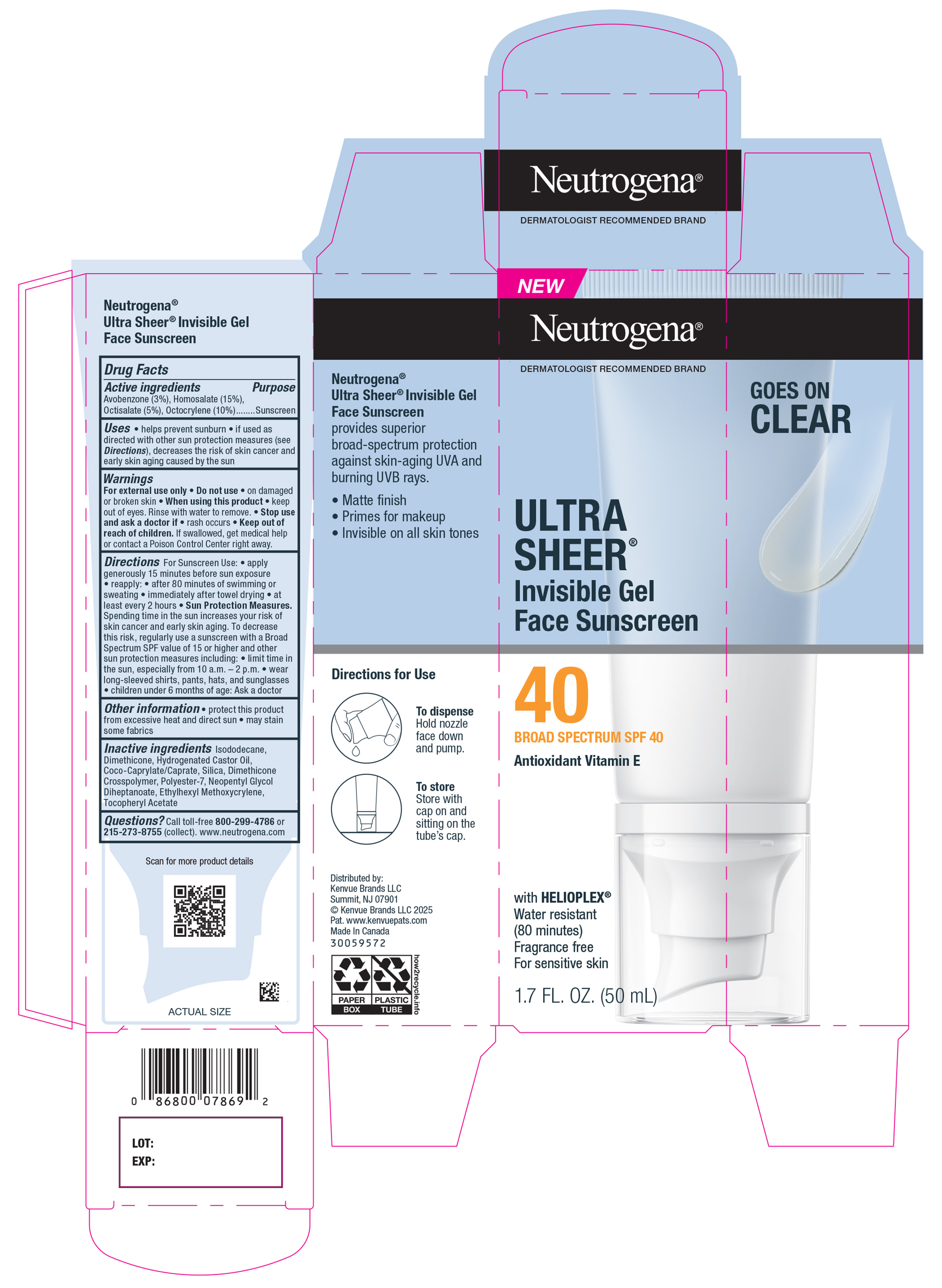 Pill image for Neutrogena Ultra Sheer Invisible Gel Face Sunscreen Spf 40 Broad Spectrum