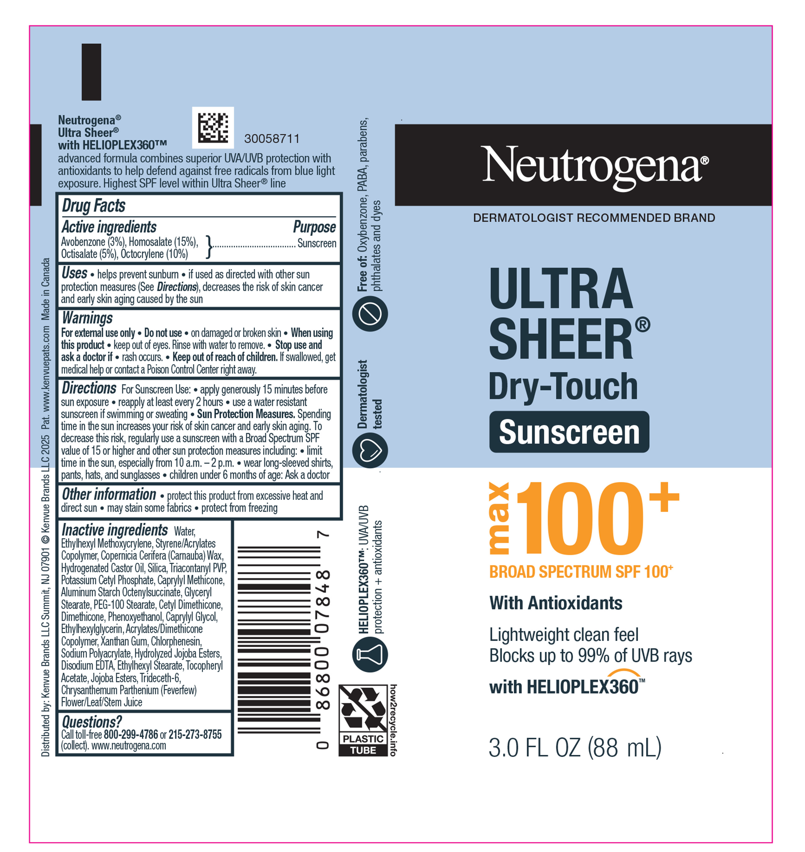 Pill image for Neutrogena Ultra Sheer Dry-touch Sunscreen Max Broad Spectrum Spf 100 Plus