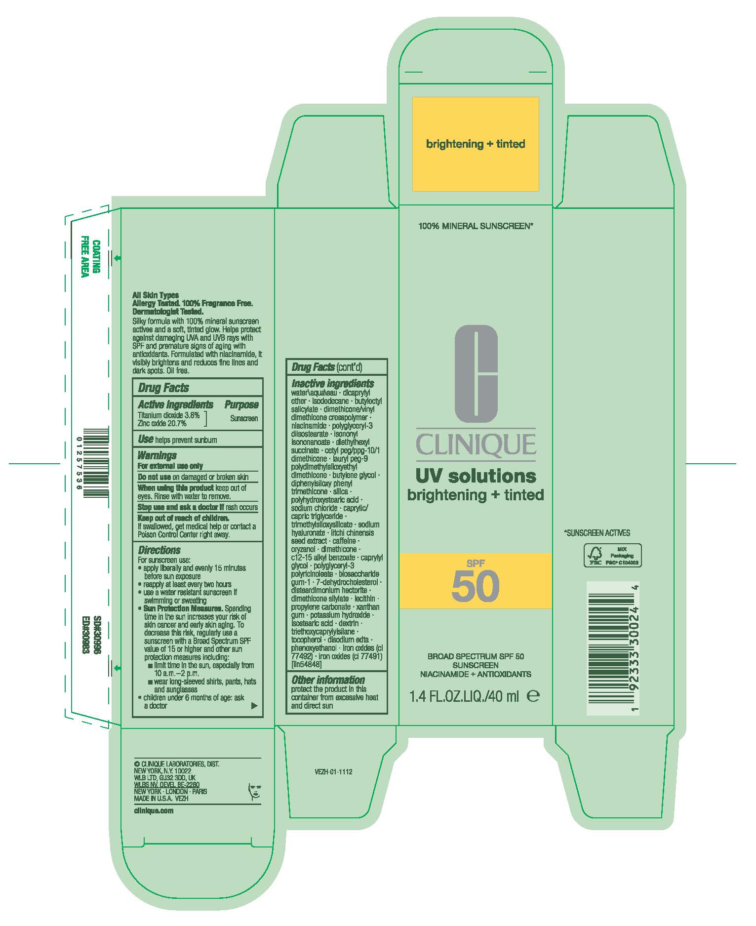 Pill image for Uv Solutions Brightening + Tinted Broad Spectrum Spf 50 Sunscreen Niacinamide+antioxidants