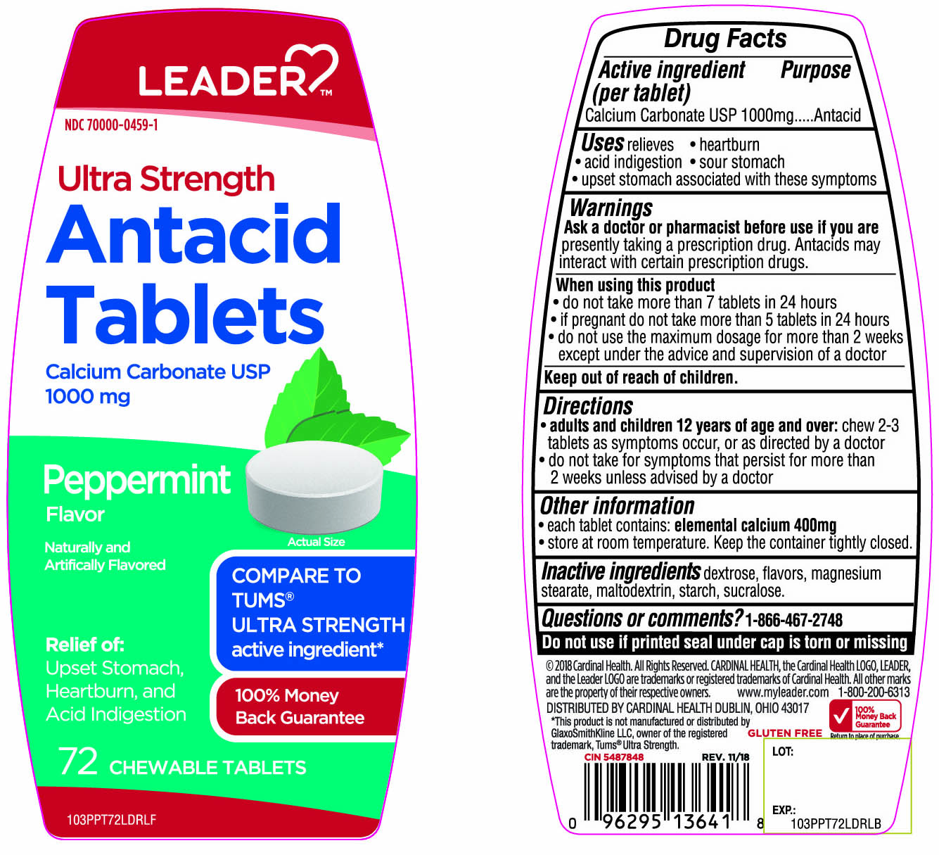 Pill image for Cardinal Ultra Strength Antacid Chewable Tablets