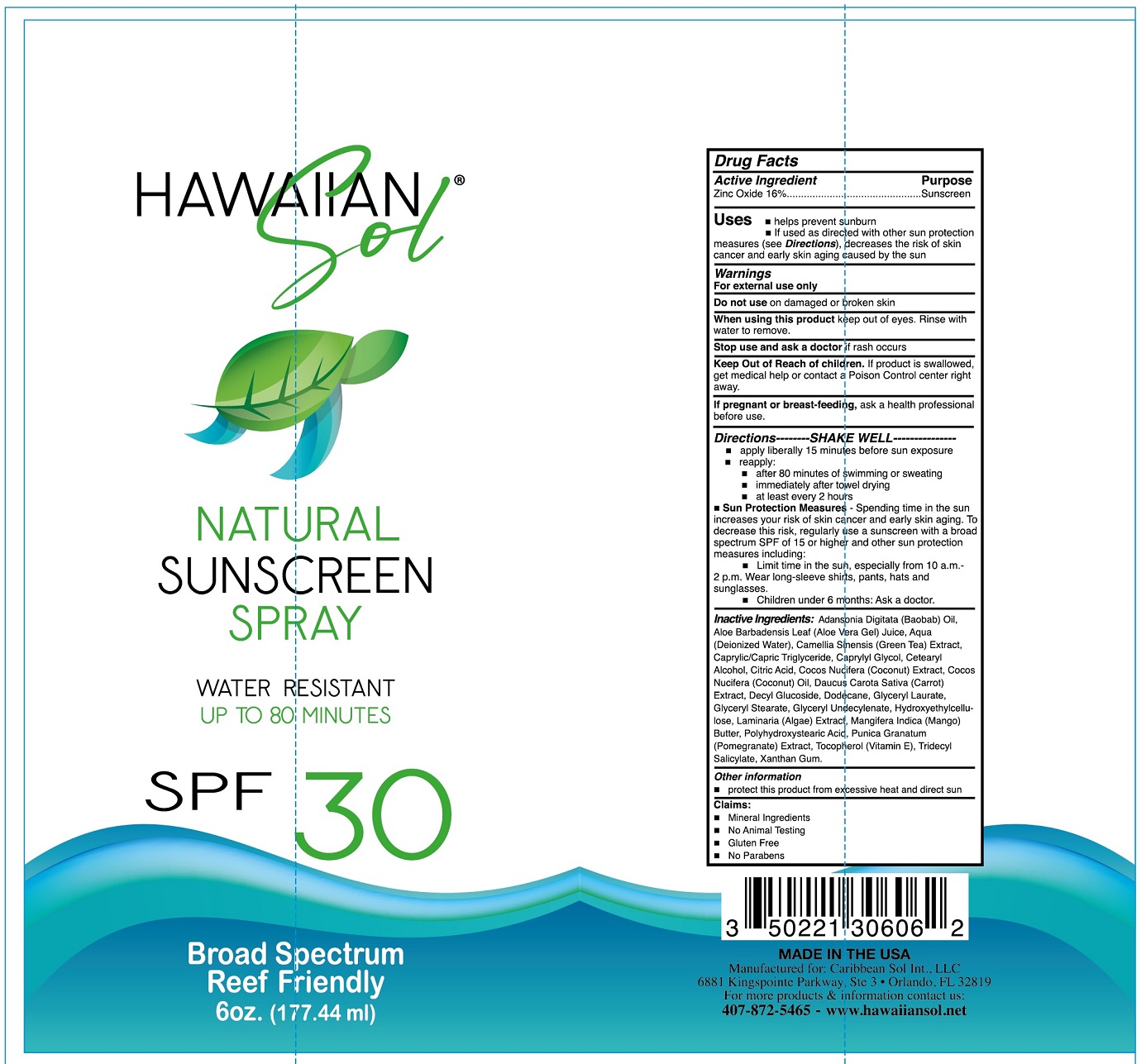 Pill image for Hawaiian Sol Natural Sunscreen Spray Spf-30