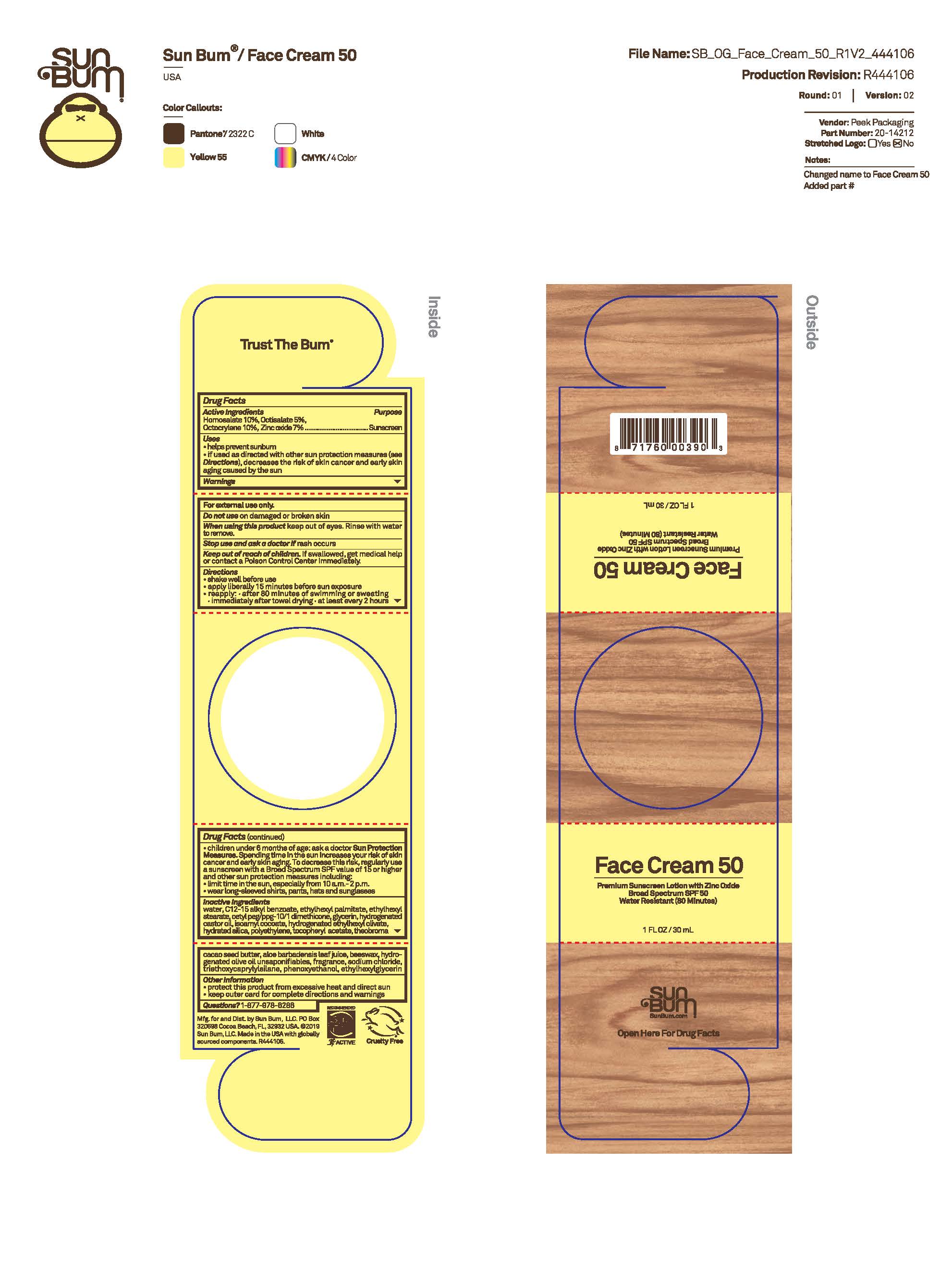 Pill image for Sun Bum Face Cream 50 Premium Sunscreen