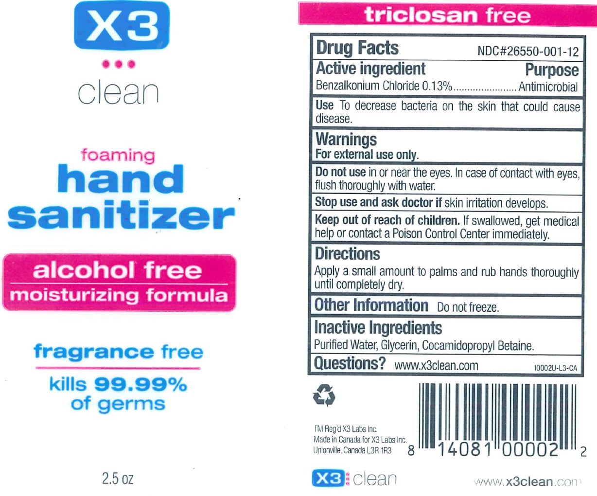 Pill image for x3 clean foaming hand sanitizer