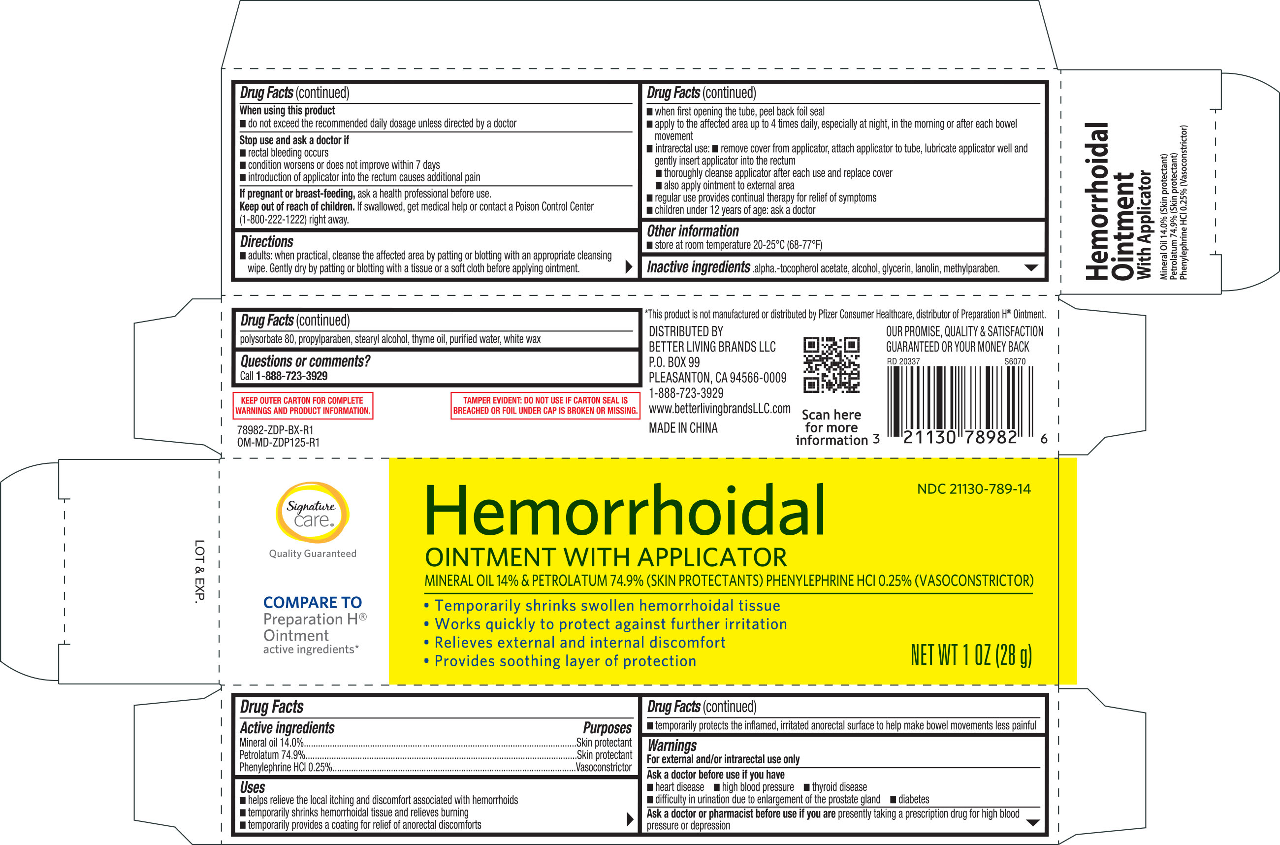 Pill image for Signature Care Hemorrhoidal Ointment 1 Oz (with Applicator) 78982 Zdp