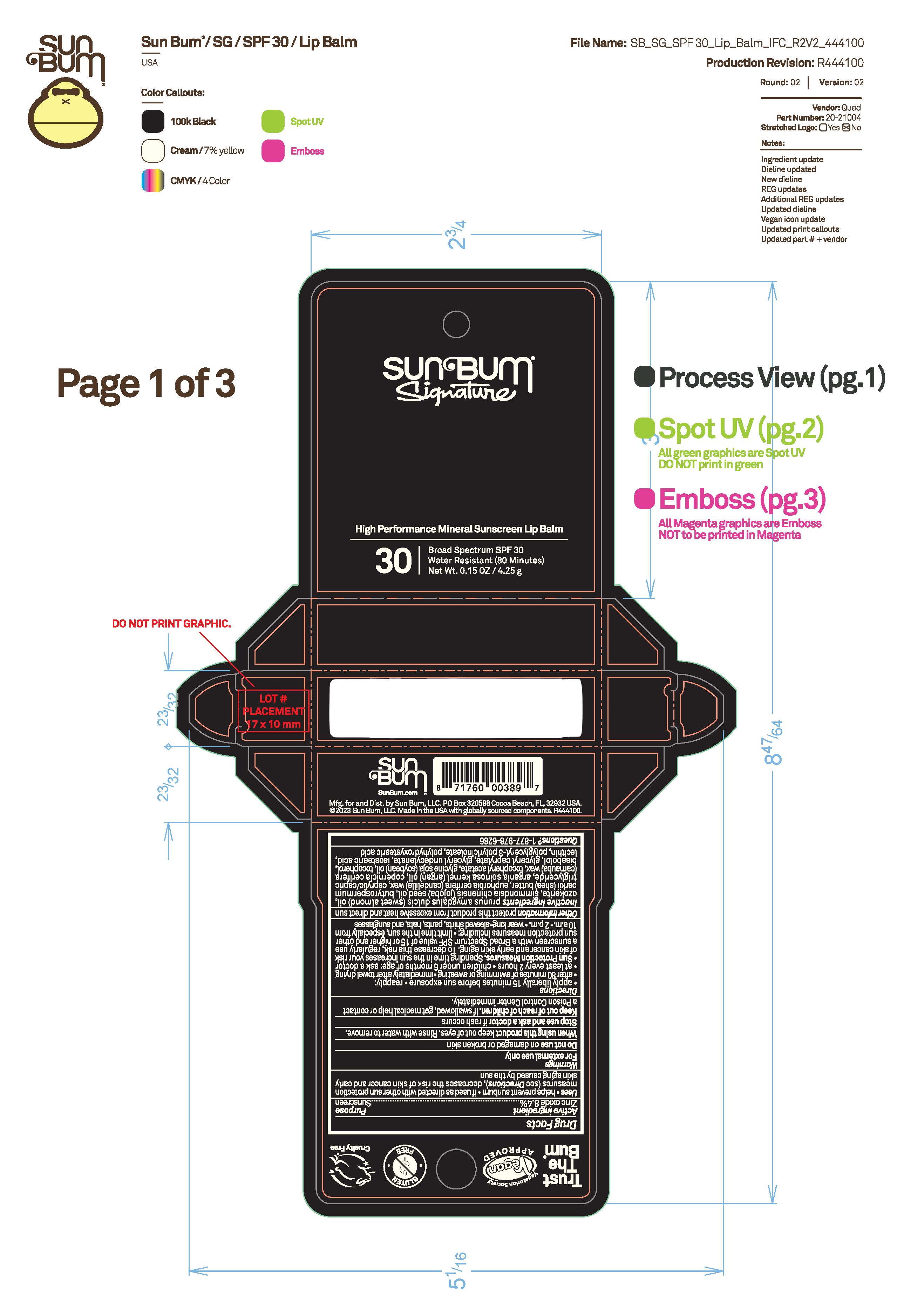 Pill image for Sun Bum Signature High Performance Mineral Sunscreen Lip Balm 30
