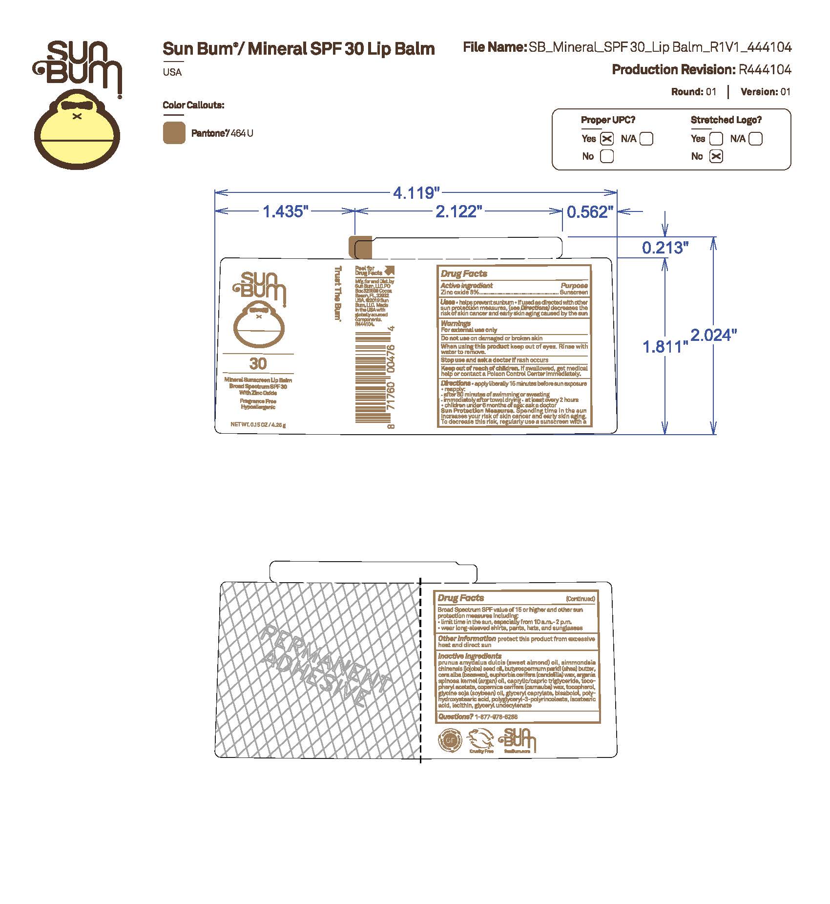 Pill image for Sun Bum 30 Mineral Sunscreen Lip Balm