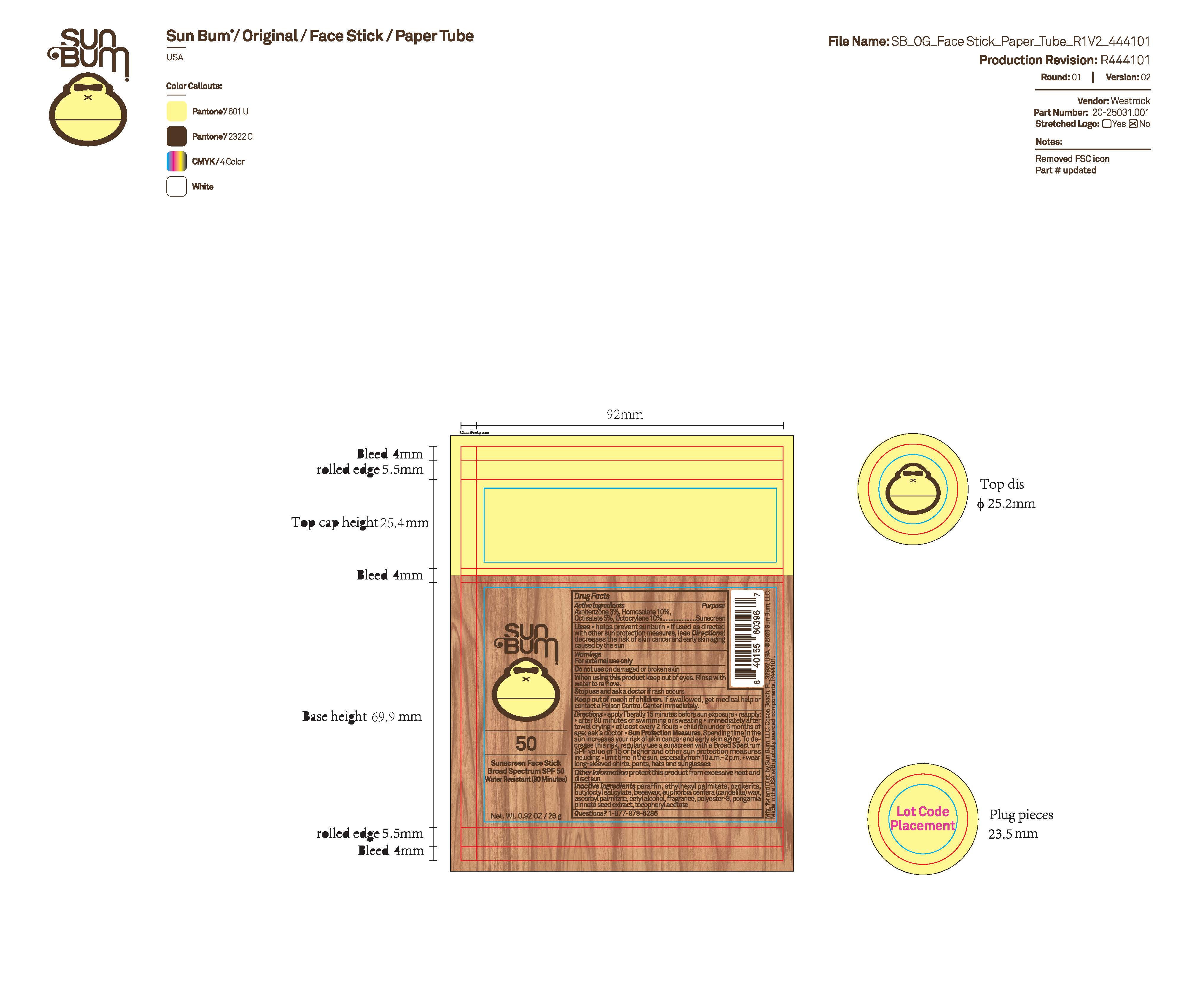Pill image for Sun Bum 50 Sunscreen Face Stick