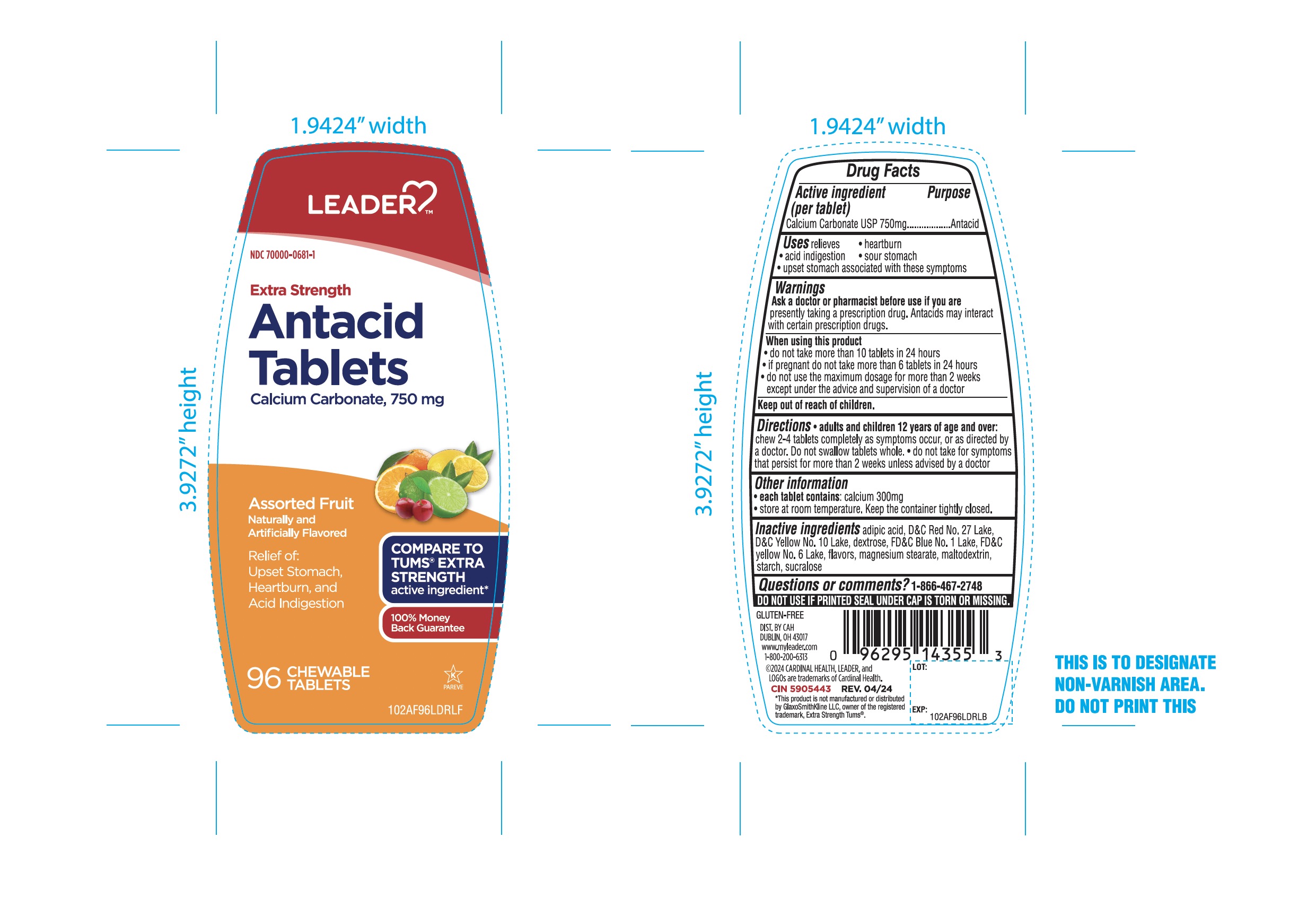 Pill image for Cardinal Health Extra Strength Antacid Tablets Drug Facts