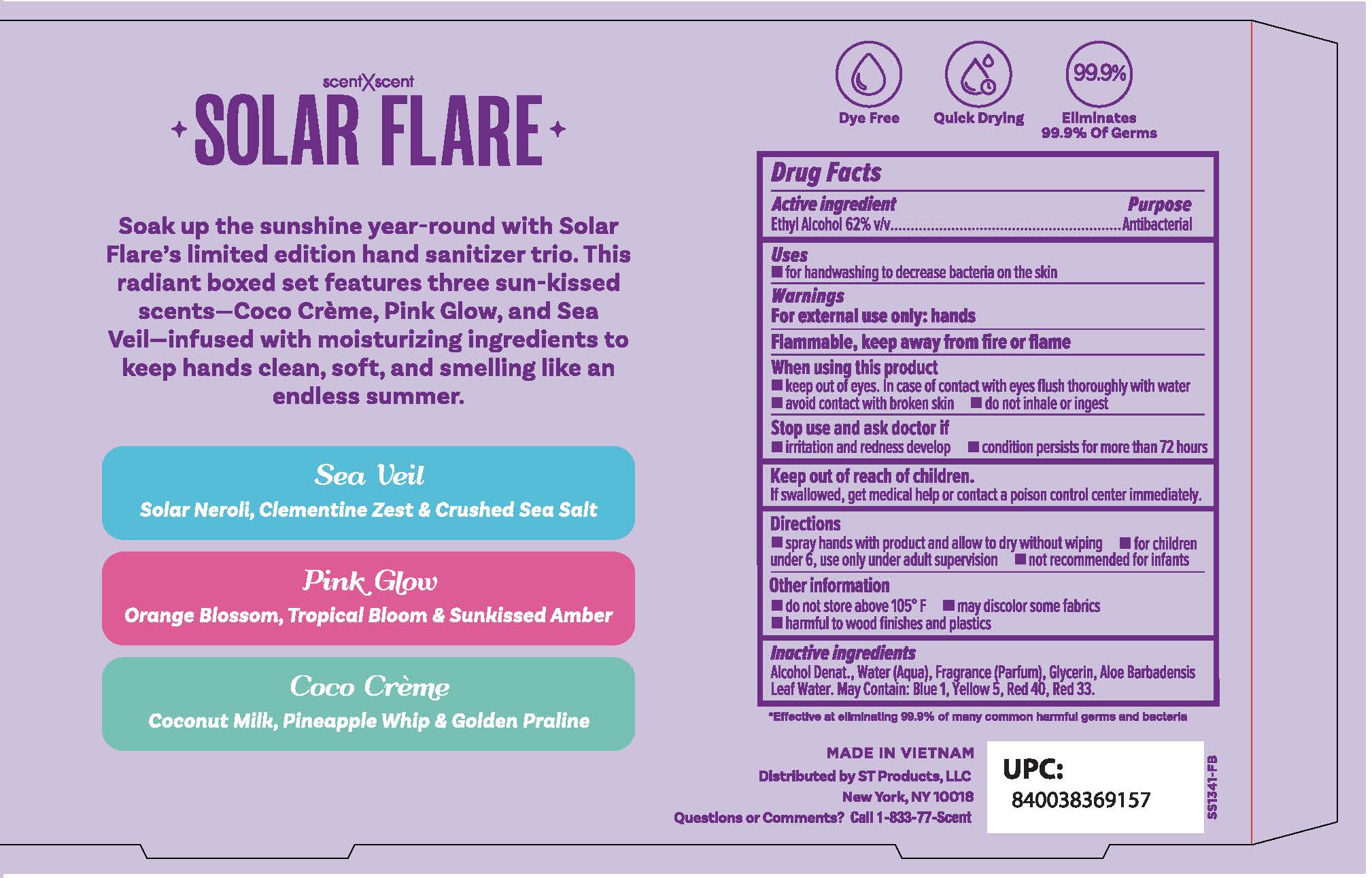 Pill image for solar flare hand sanitizer set - sea veil, pink glow, coco creme (76891-154-01)