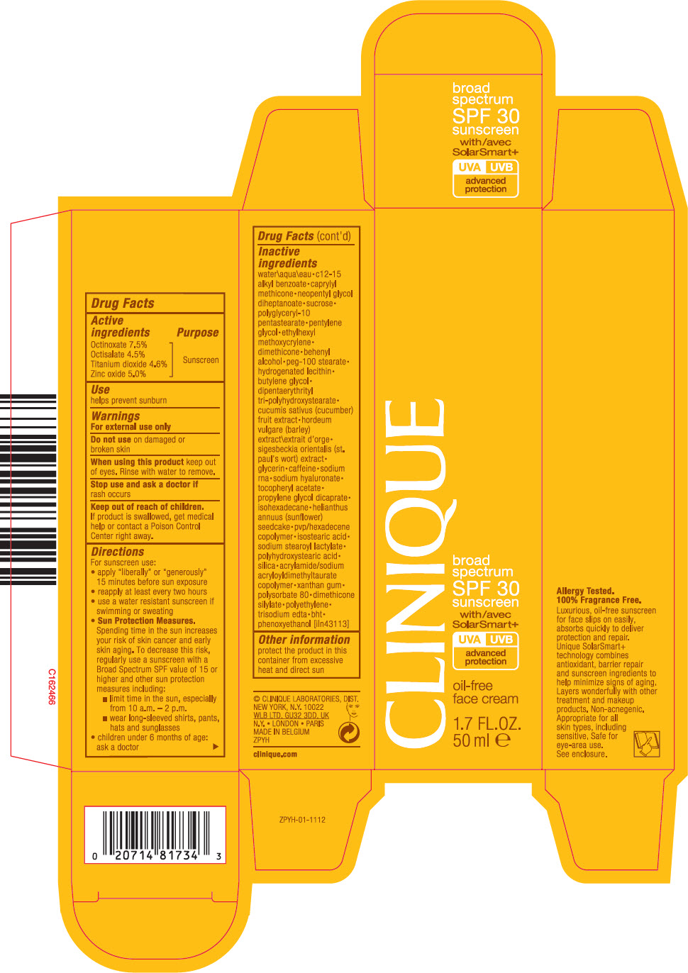 Pill image for Clinique Broad Spectrum Spf 30 Oil Free Face Cream With Solar Smart