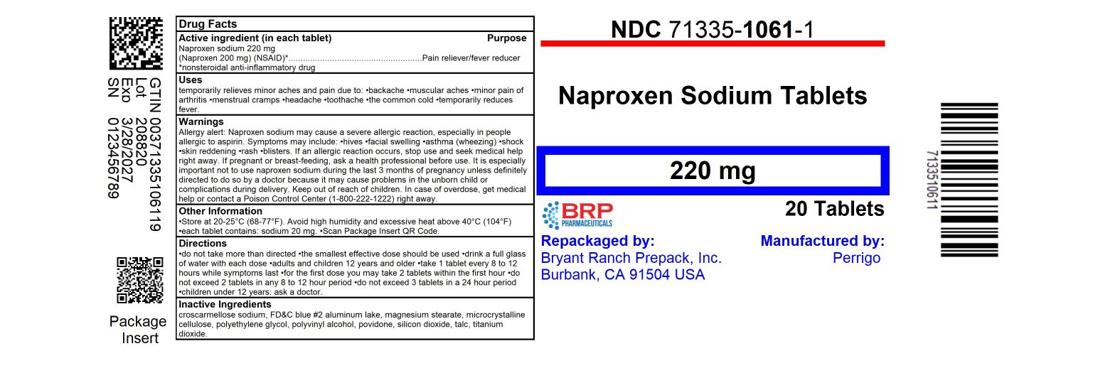 Pill image for Perrigo Naproxen Sodium Tablets 220 Mg Drug Facts
