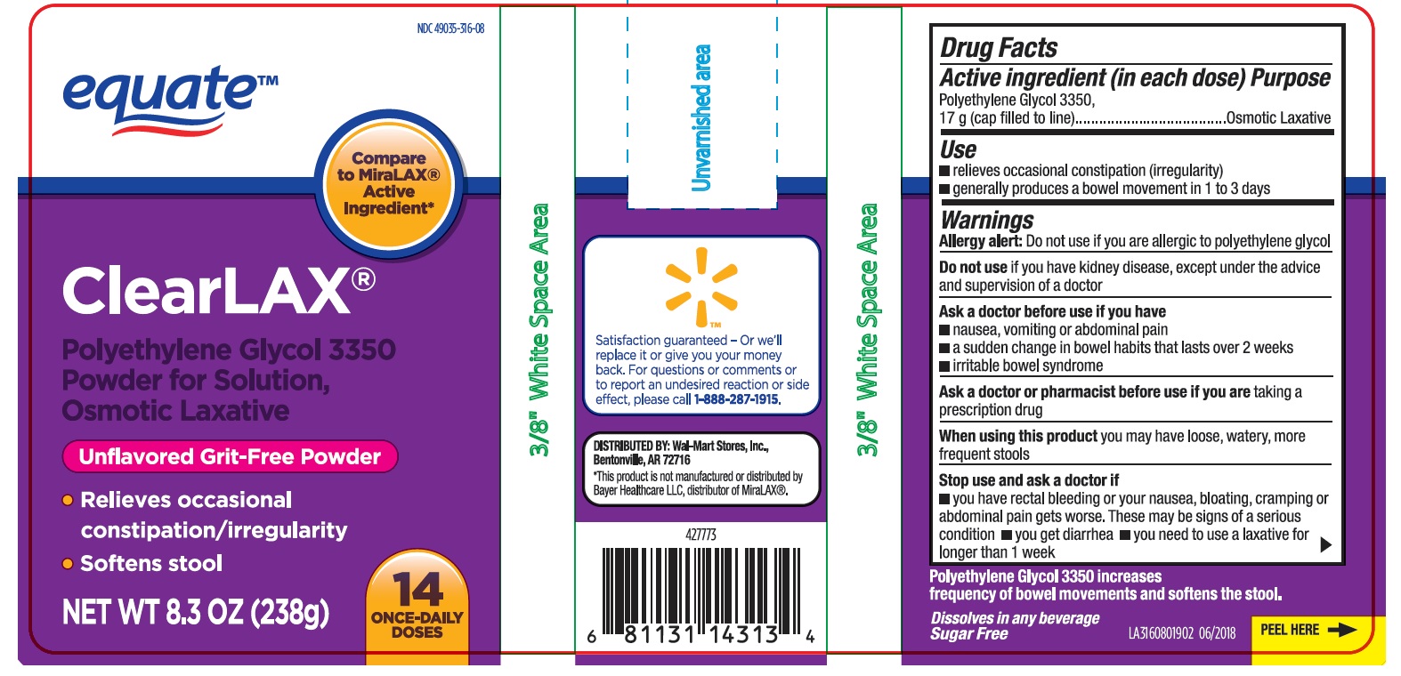 Pill image for Clearlax- Polyethylene Glycol 3350 Powder, For Solution