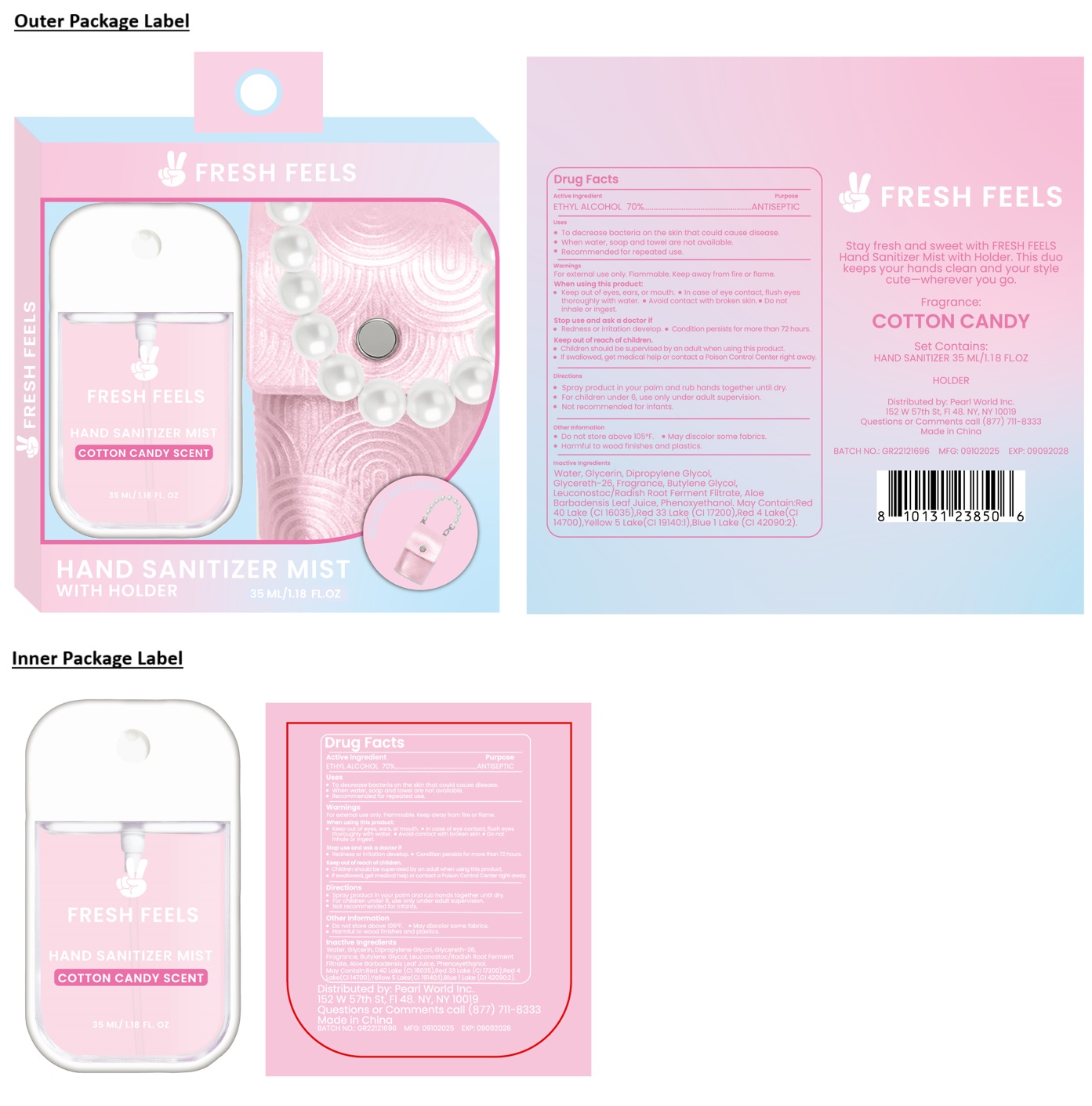 Pill image for Fresh Feels Hand Sanitizer Mist With Holder Cotton Candy Scent