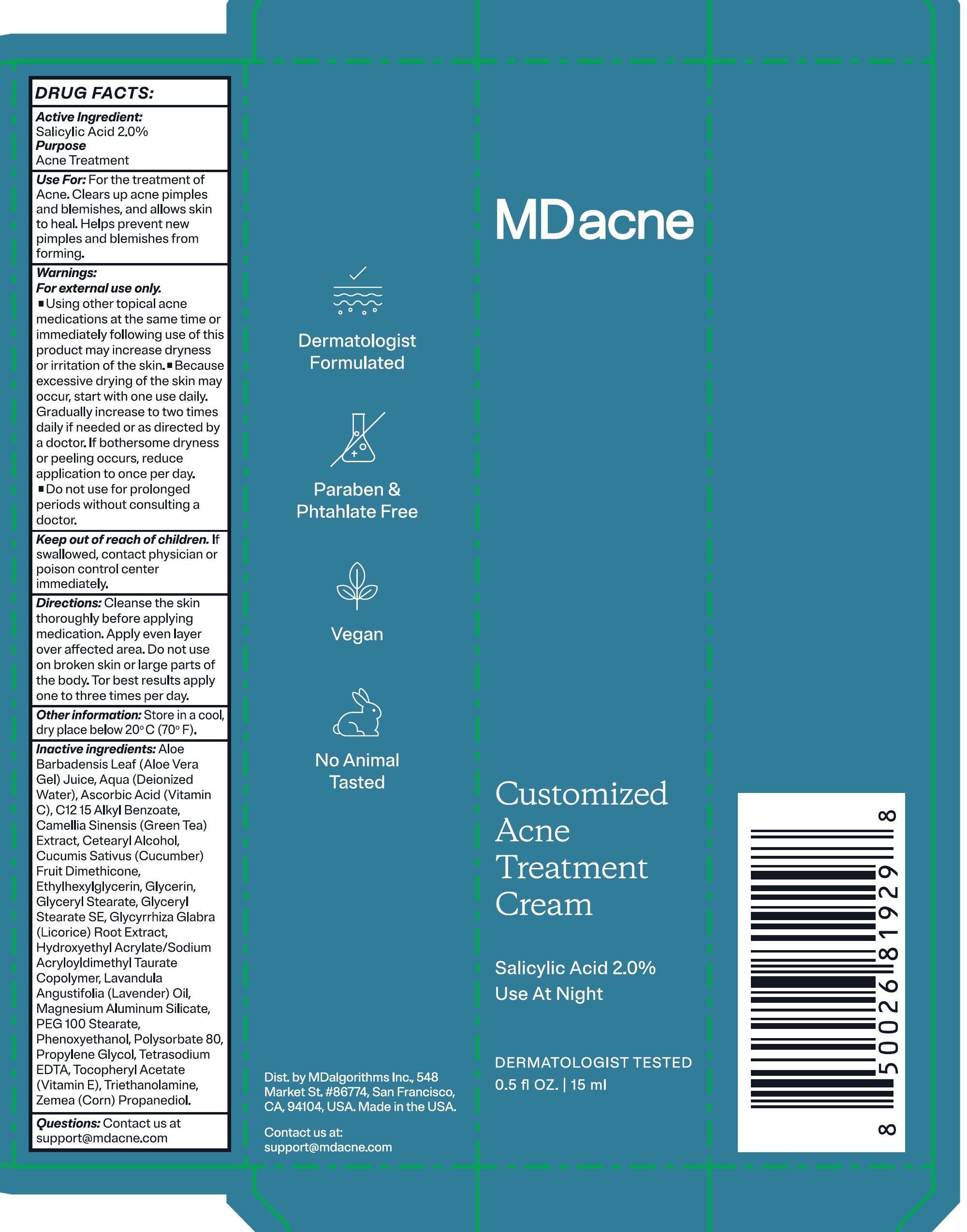 Pill image for Mdacne Customized Acne Treatment Cream Salicylic Acid 2%