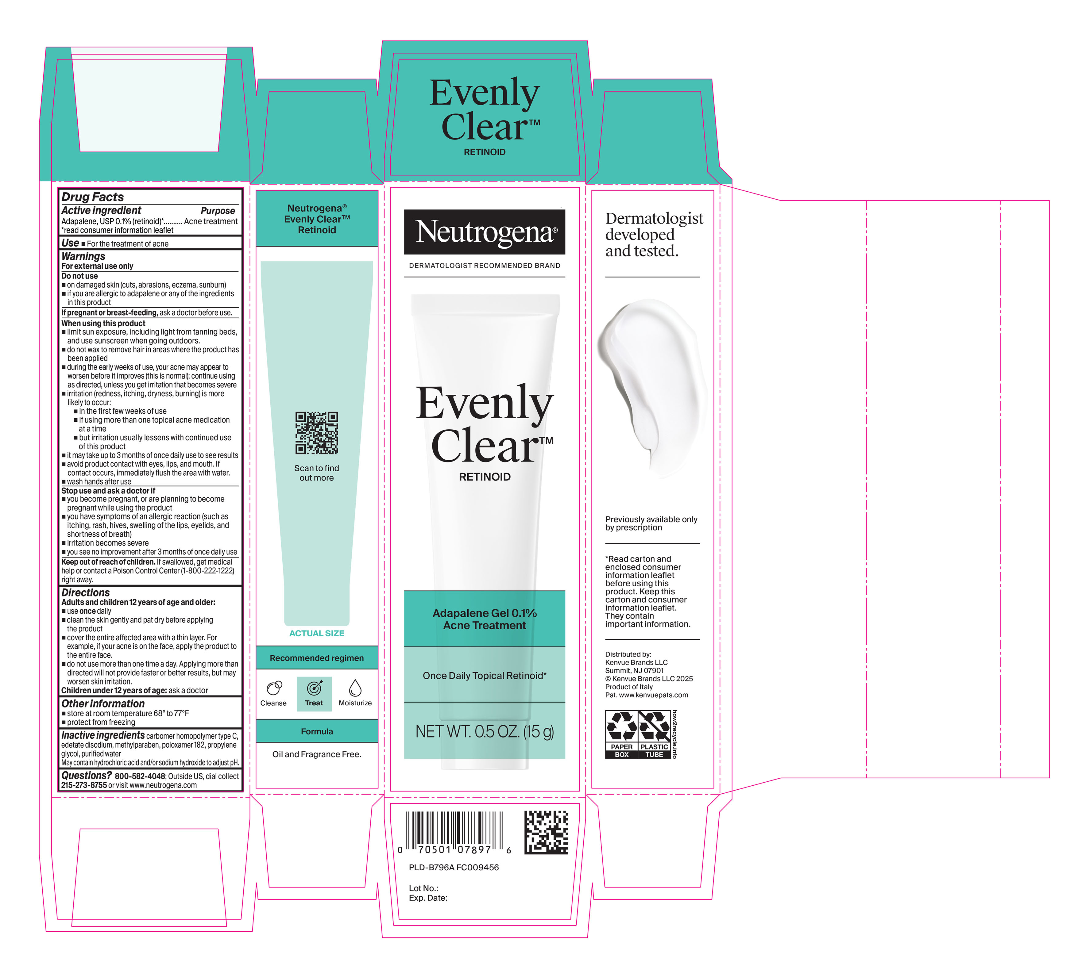 Pill image for Neutrogena Evenly Clear Retinoid Adapalene Gel 0.1% Acne Treatment