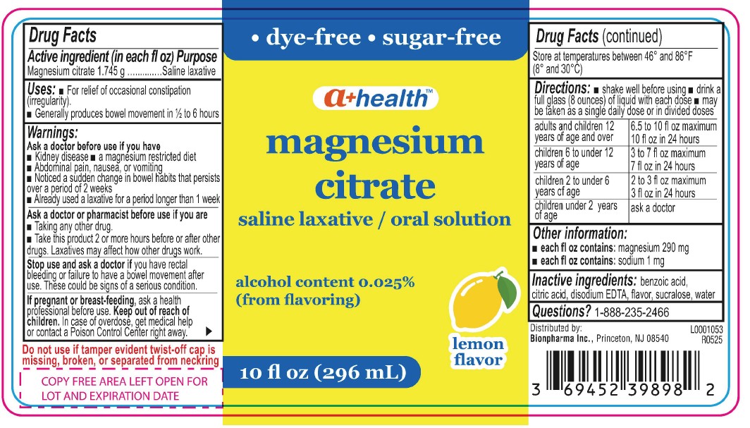 Pill image for A+ Health Magnesium Citrate Oral Solution - Lemon