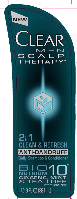 Pill image for Clear Men 2 In 1 Clean And Refresh Anti Dandruff Shampoo And Conditioner Pdp And Drug Facts Box