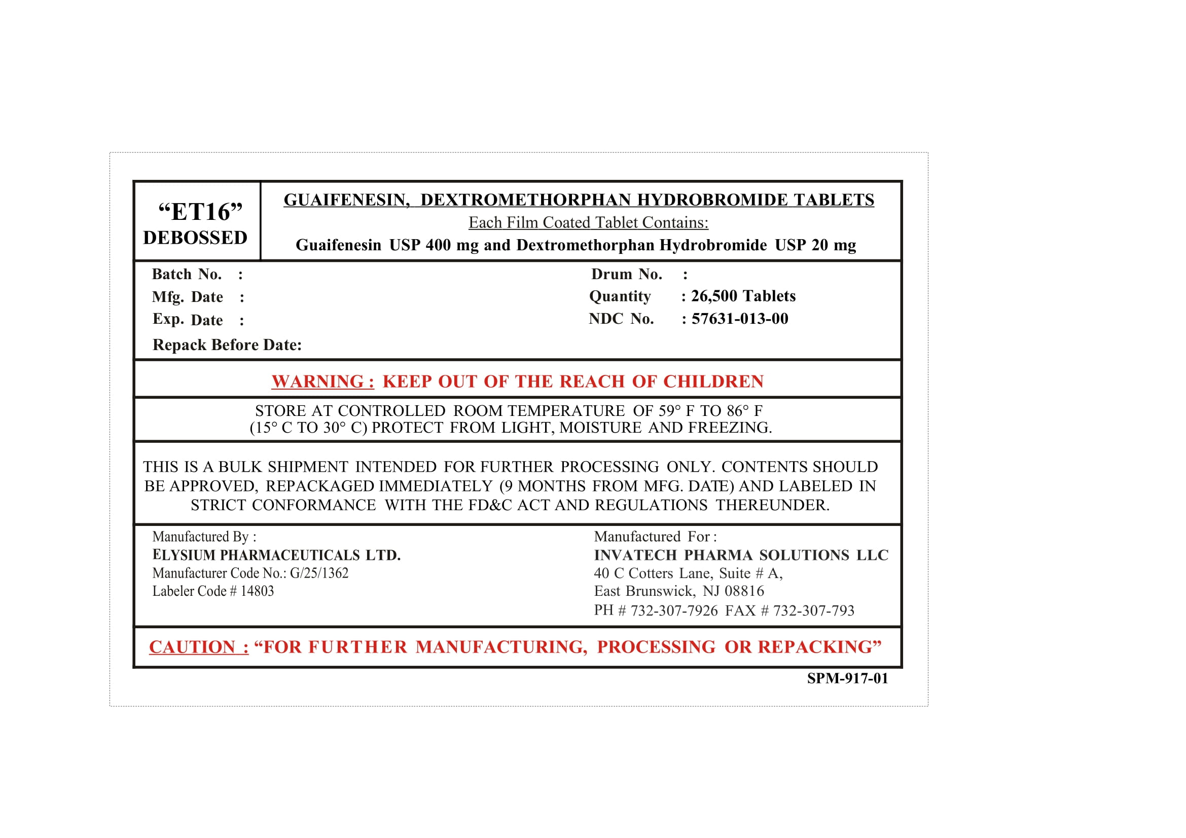 Pill image for Guaifenesin, Dextromethorphan Hydrobromide Tablets