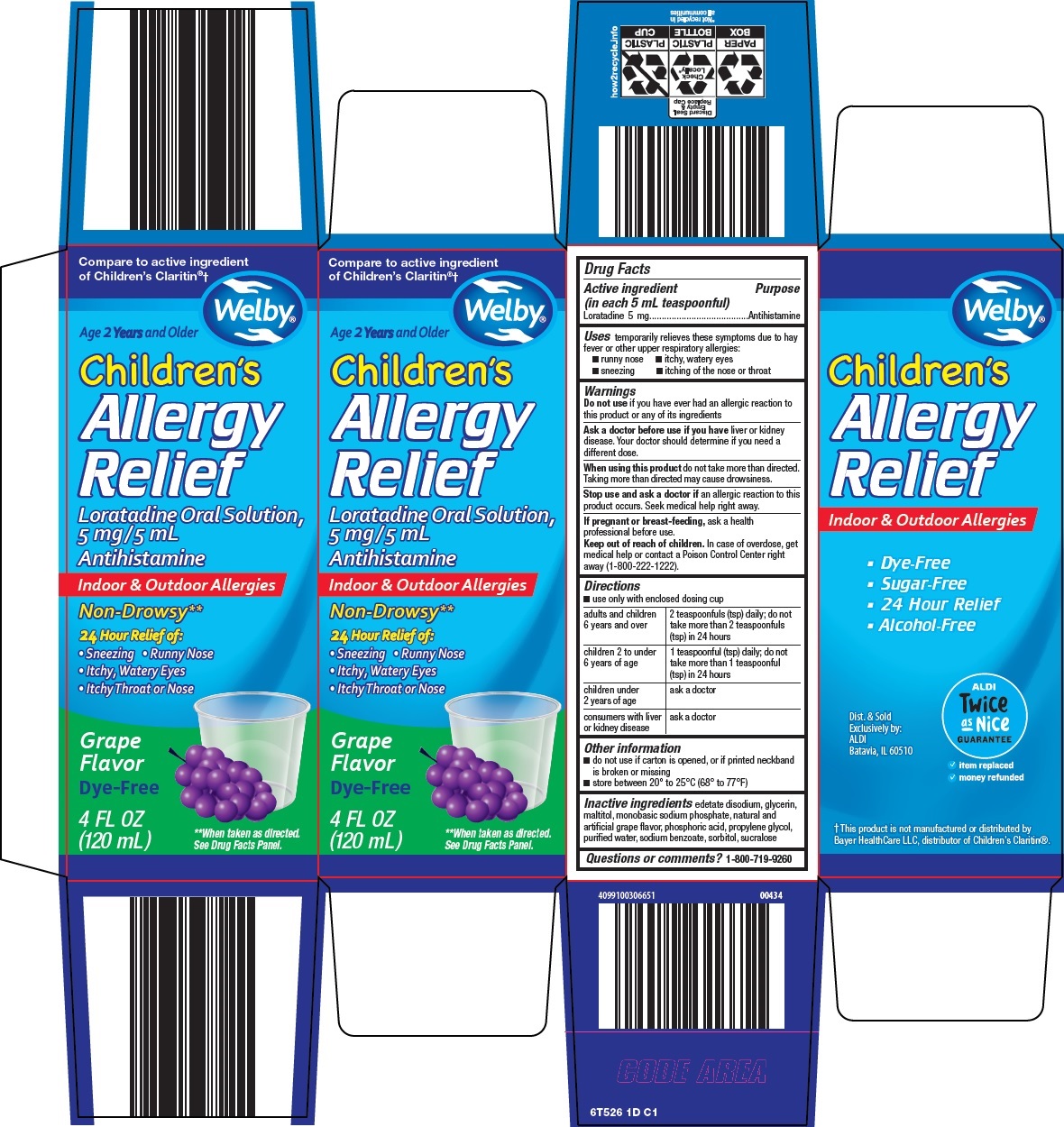 Pill image for Aldi Inc. Children’s Allergy Relief Drug Facts