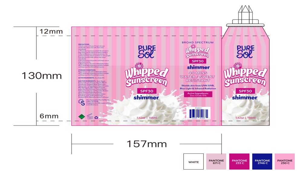 Pill image for 84090-002-01.pure Sol Spf 30 Mineral Whipped Sunscreen(shimmer)- Spray 166ml