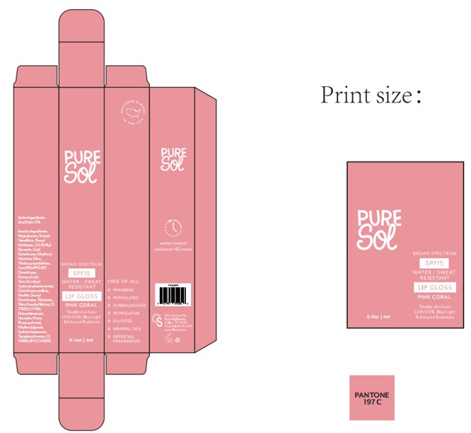 Pill image for 84090-008-01. Pure Sol Spf15 Lip Gloss(pink Coral) —liquid-4ml