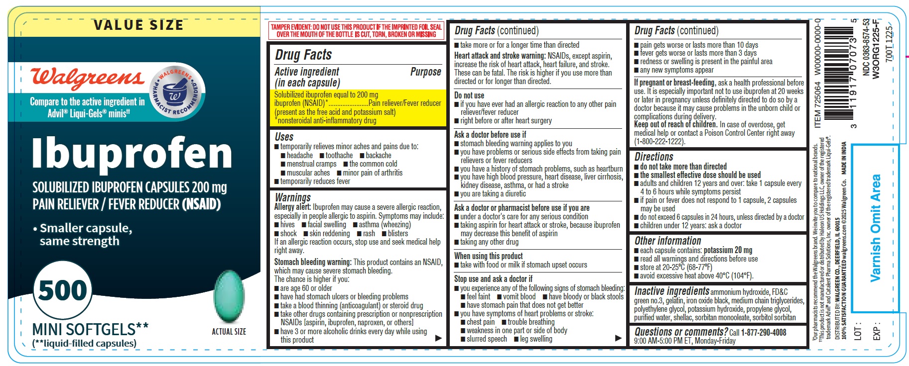 Pill image for Walgreens Ibuprofen Soft Gelatin Capsules 200 Mg (minis)