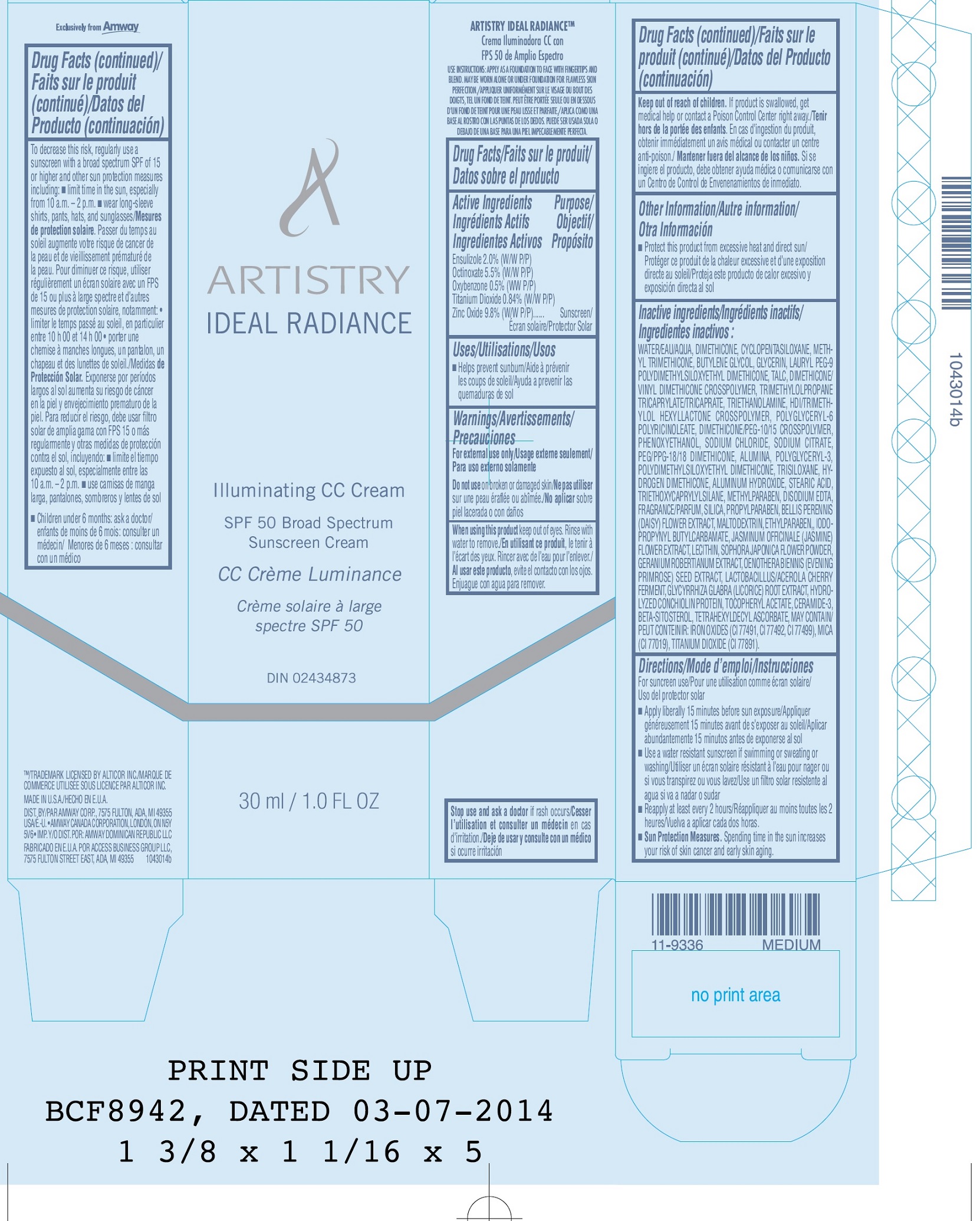 Pill image for Artistry Ideal Radiance Illuminating Cc Spf 50 Broad Spectrum Sunscreen Medium