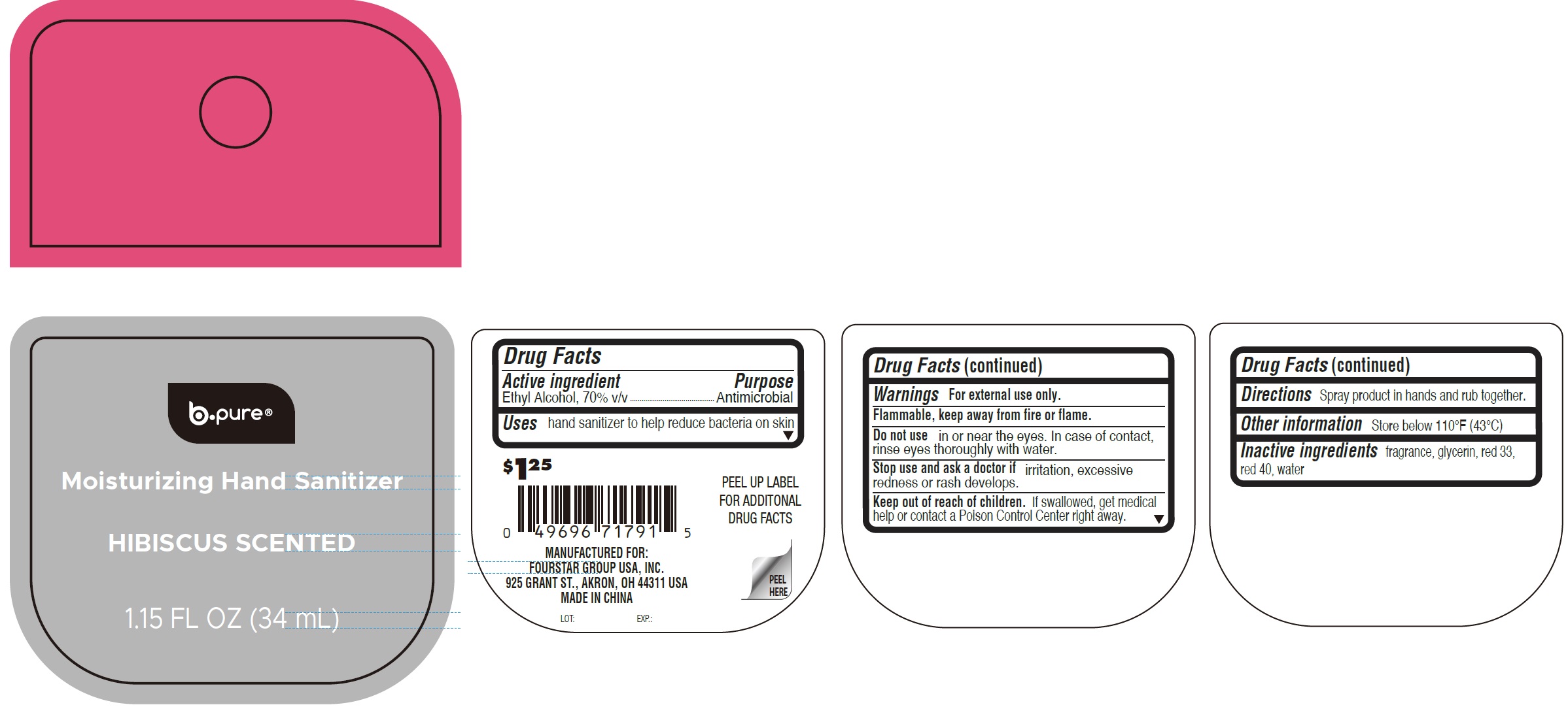 Pill image for B-pure Moisturizing Hand Sanitizer, Hibiscus Scented