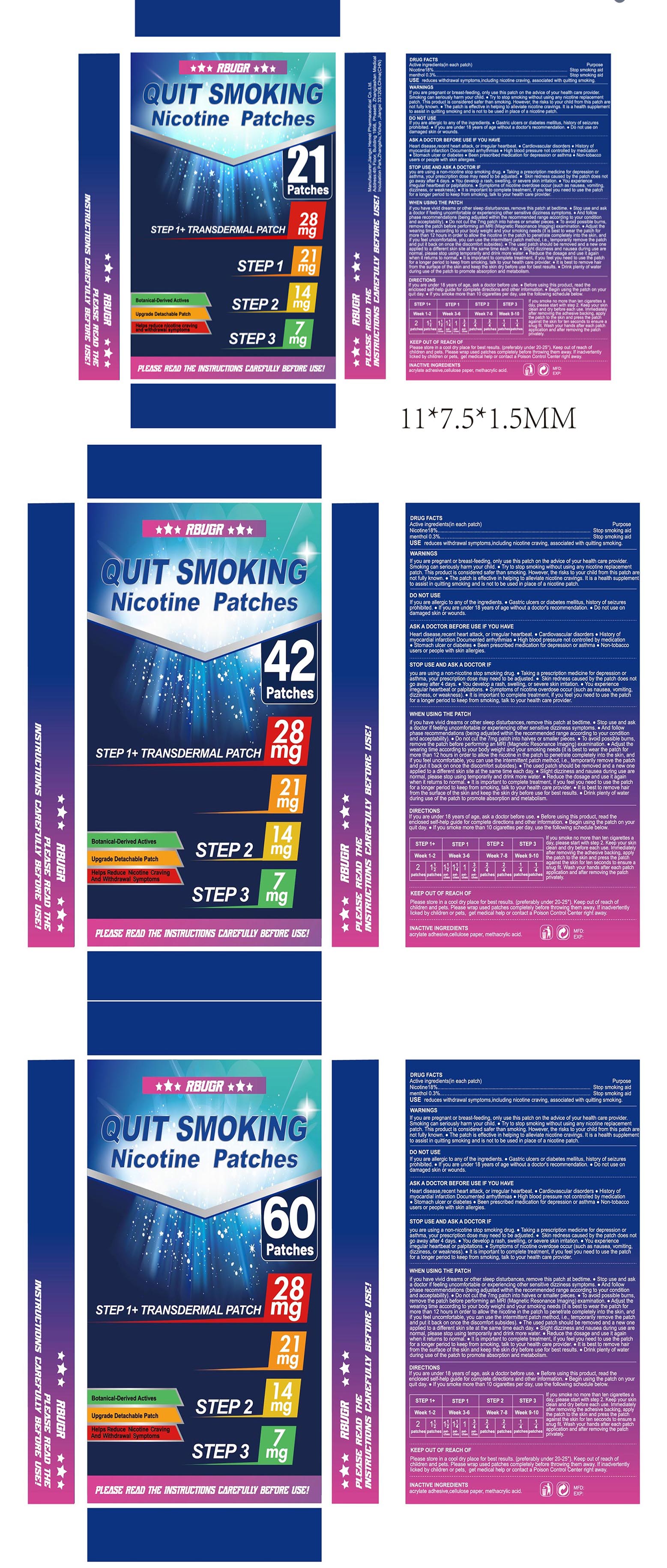 Pill image for 87165-001 Rbugr Quit Smoking Nicotine Patches