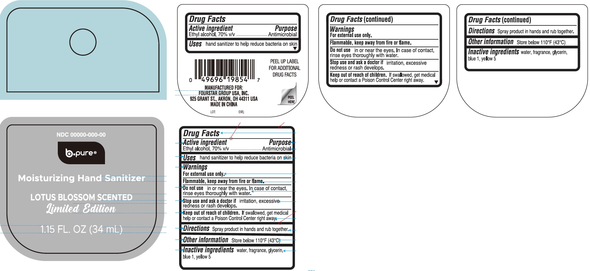 Pill image for B-pure Moisturizing Hand Sanitizer, Lotus Blossom Scented