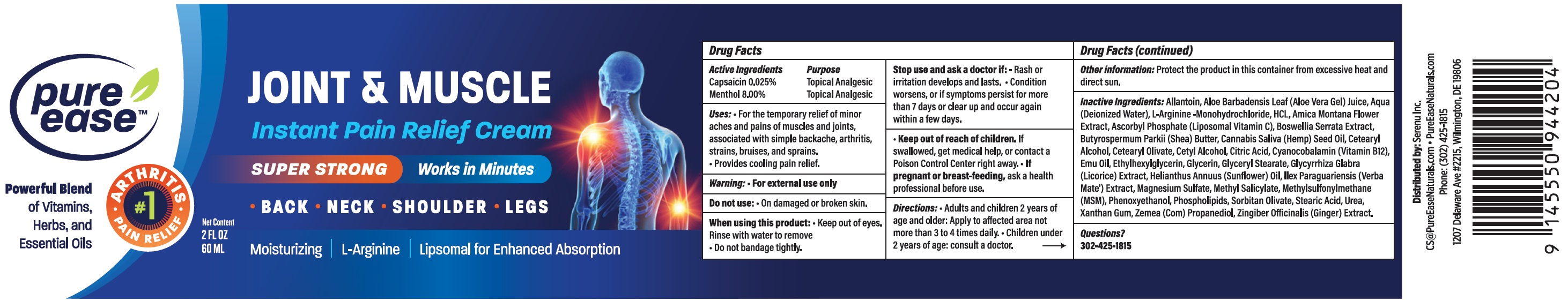 Pill image for Pure Ease Joint & Muscle Lnstant Pain Relief Cream