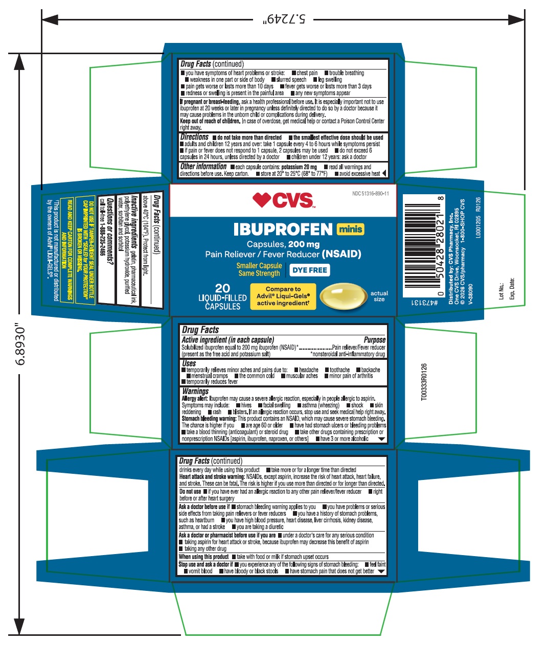 Pill image for Cvs Ibuprofen Mini Dye Free-advil