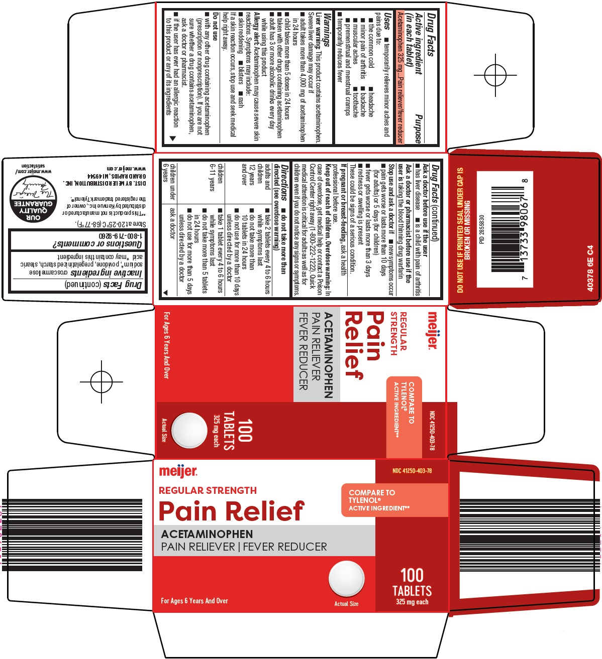 Pill image for Meijer Distribution, Inc. Pain Relief Drug Facts