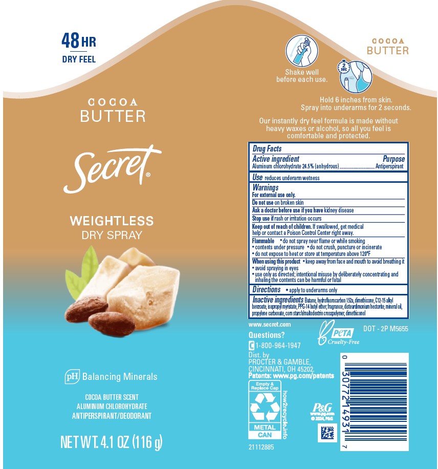 Pill image for Secret Weightless Dry Spray Cocoa Butter