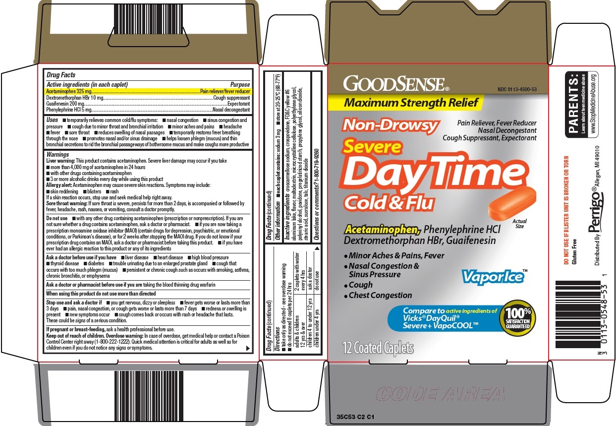 Pill image for Perrigo Severe Day Time Cold & Flu Drug Facts
