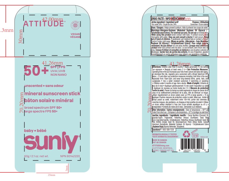 Pill image for Attitude Sunly Baby Mineral Sunscreen Stick Spf 50 Unscented