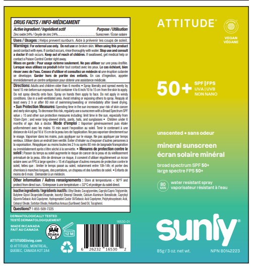 Pill image for Attitude Sunly Mineral Sunscreen Spray Spf 50 Unscented