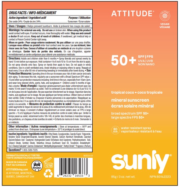 Pill image for Attitude Sunly Mineral Sunscreen Spray Spf 50 Tropical Coco
