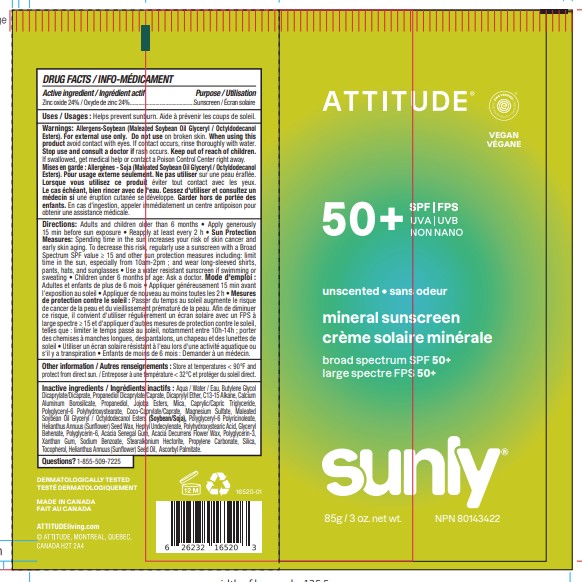 Pill image for Attitude Sunly Mineral Sunscreen Spf 50+ Unscented