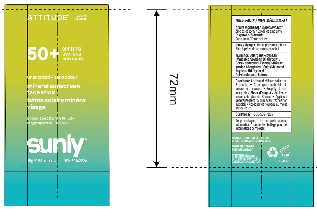 Pill image for Attitude Sunly Mineral Sunscreen Face Stick Spf 50 Unscented