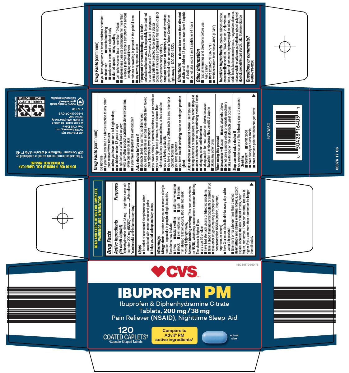 Pill image for Cvs Pharmacy, Inc. Ibuprofen Pm Drug Facts