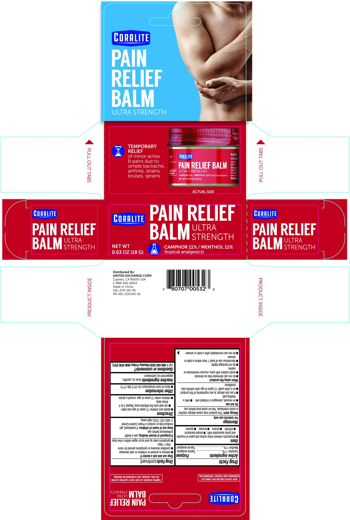 Pill image for Coralite Ultra Strength Pain Relief Balm 0.63oz (532)