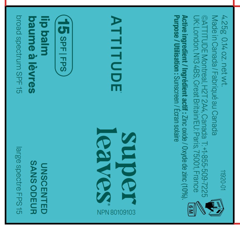 Pill image for Attitude Super Leaves Lip Balm Spf15 Unscented