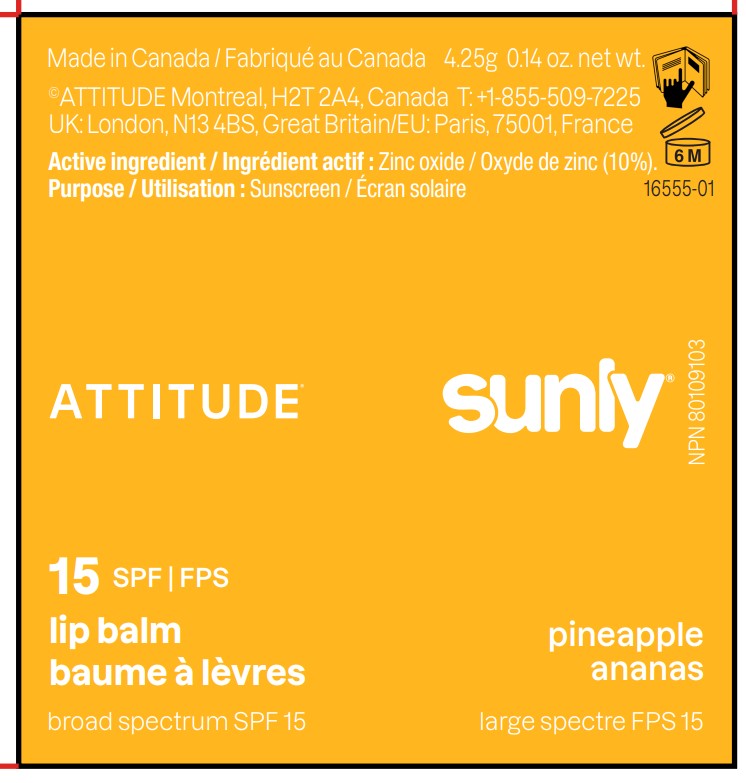 Pill image for Attitude Sunly Lip Balm Spf 15 Pineapple