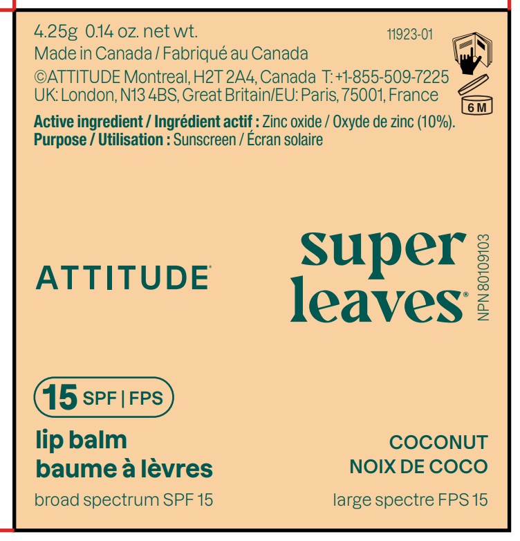 Pill image for Attitude Super Leaves Lip Balm Spf 15 Coconut