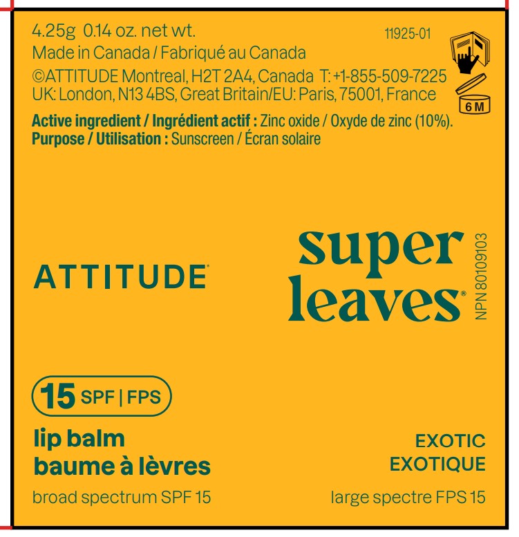 Pill image for Attitude Super Leaves Lip Balm Spf 15 Exotic