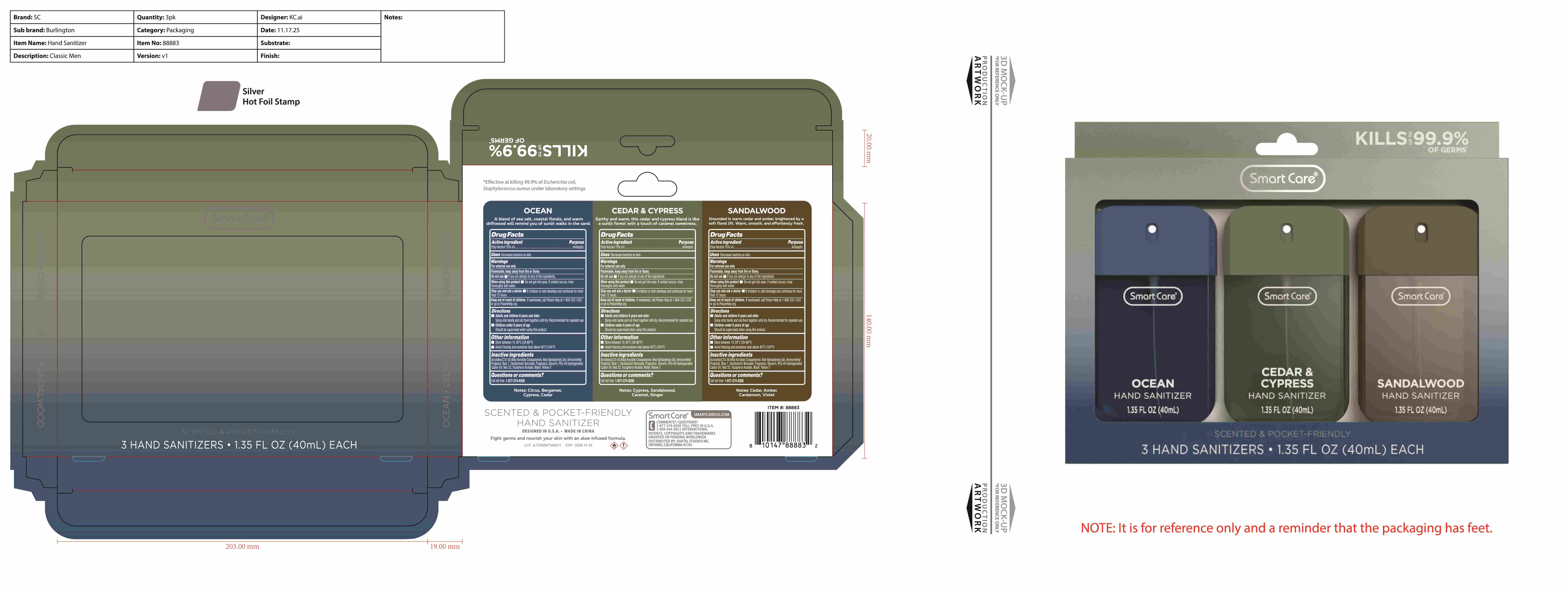 Pill image for Smart Care Hand Sanitizer 3pk - Classic Men (ocean/sandalwood/cedar&cypress)